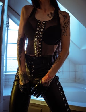 Image of Toxic Vision All Black Everything fishnet side cut top ONE OF A KIND