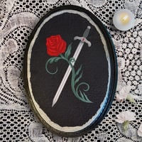 Rose & Sword Wood Mounted Print