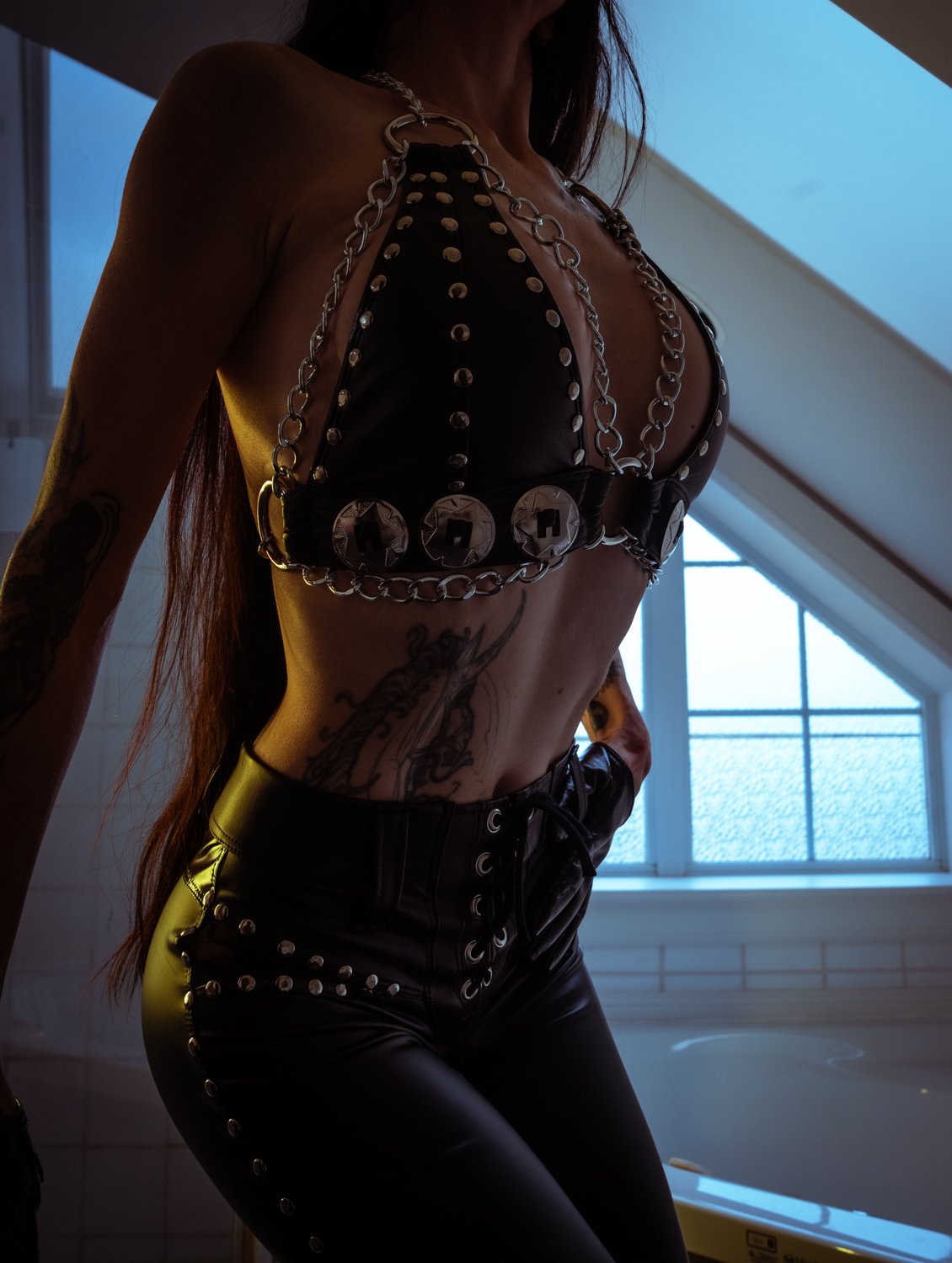 Toxic Vision All Black Everything leather concho top CUSTOM SIZING