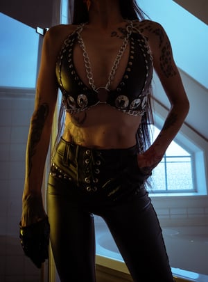 Image of Toxic Vision All Black Everything leather concho top CUSTOM SIZING