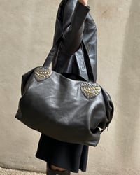 Image 1 of GOLD STUD LEATHER TRAVEL BAG