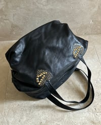 Image 3 of GOLD STUD LEATHER TRAVEL BAG