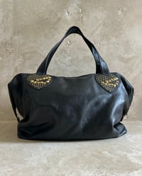 Image 2 of GOLD STUD LEATHER TRAVEL BAG