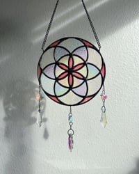 Image 2 of Dichroic Seed of Life Stained Glass Suncatcher Mobile