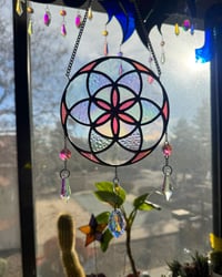 Image 1 of Dichroic Seed of Life Stained Glass Suncatcher Mobile