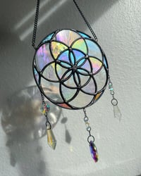 Image 4 of Dichroic Seed of Life Stained Glass Suncatcher Mobile