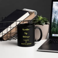 Image 2 of Release and Peace Black Glossy Mug