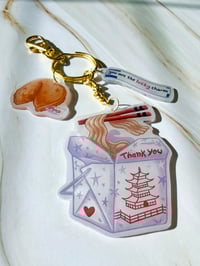 Image 2 of Lucky Charm Keychain – Takeout Noodles, Fortune Cookie & Cute Fortune Note