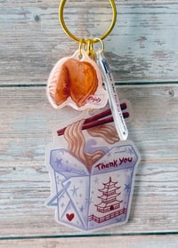 Image 3 of Lucky Charm Keychain – Takeout Noodles, Fortune Cookie & Cute Fortune Note