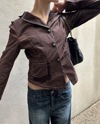 Image 4 of BROWN CONTRAST STITCH MILITARY JACKET