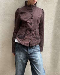 Image 1 of BROWN CONTRAST STITCH MILITARY JACKET
