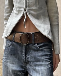 Image 1 of WIDE GOLD STUD LEATHER BELT