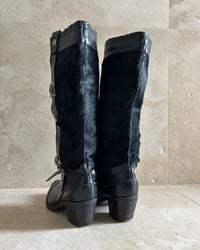 Image 7 of BLACK LEATHER & COWHIDE BOOTS