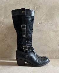 Image 1 of BLACK LEATHER & COWHIDE BOOTS