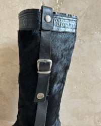 Image 8 of BLACK LEATHER & COWHIDE BOOTS