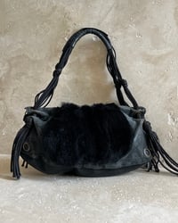 Image 3 of LEATHER & FUR EYELET BAG