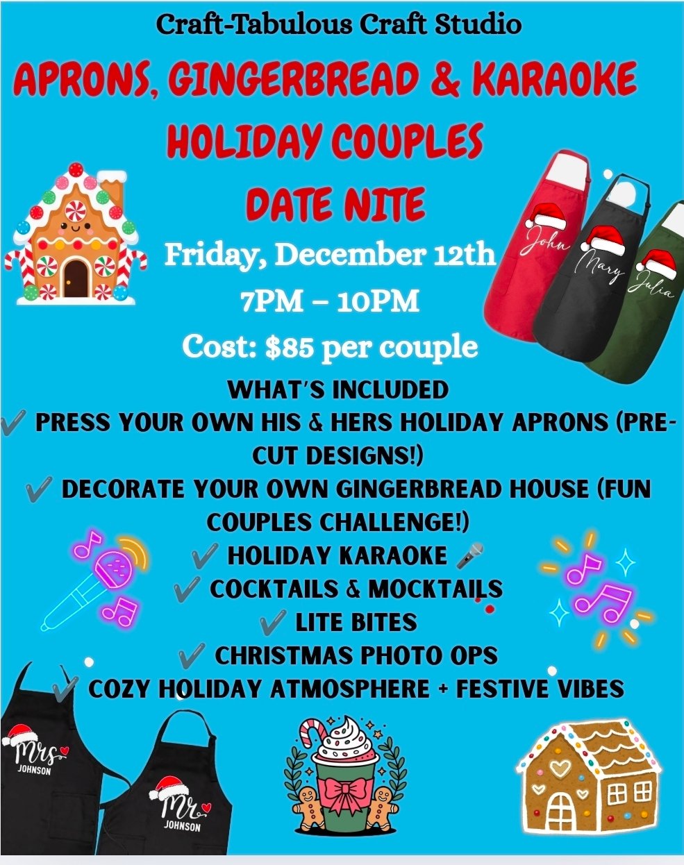 Image of Aprons, Gingerbread and karaoke couples nite