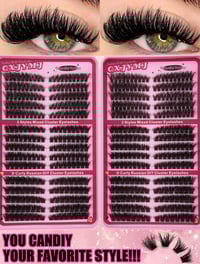 Image 1 of EXTENSION DE CILS - 540 grappes/30 rangées D-Curl Fluffy  8-16mm Longueur mixte X60X80X100