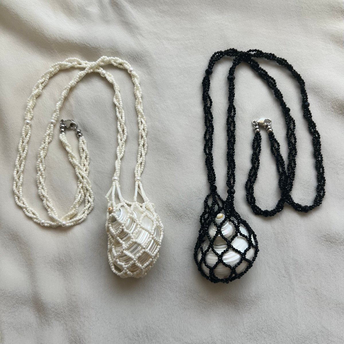 Image of Dream catcher necklace (cream or black beads)