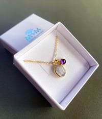 Image 2 of Collier Deux Amours | Pierre de lune et Améthyste.