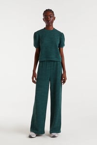 Image 1 of Pantalón punto canalé verde