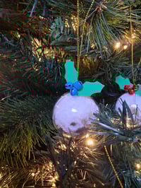 Image 3 of Christmas pudding zero waste bauble decorations