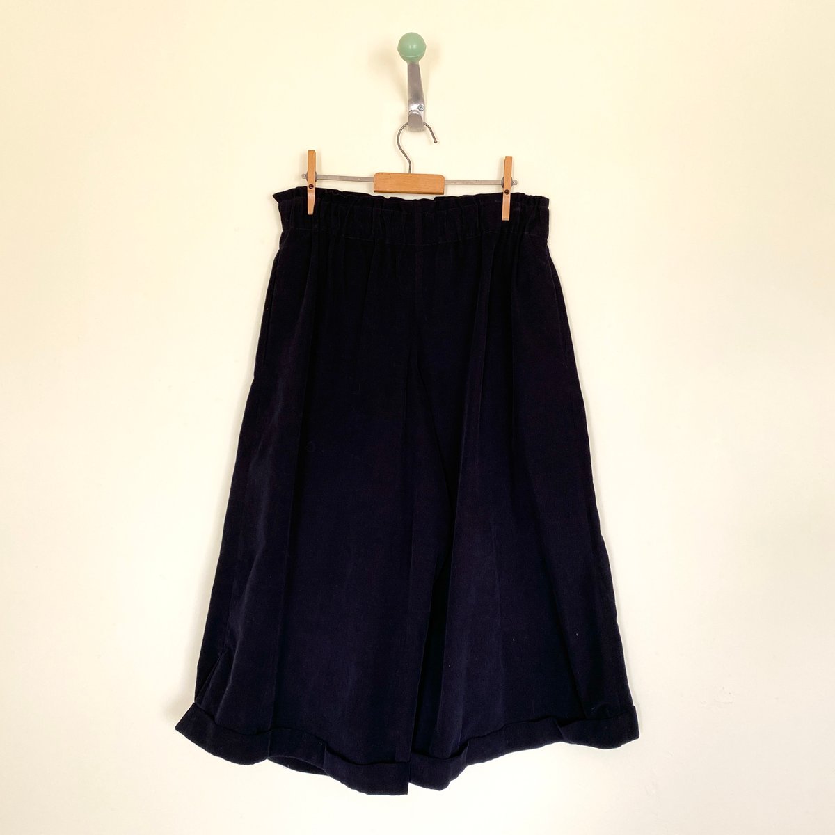 Image of Corduroy Ruched Waist Wide Leg Trousers