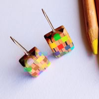 Image 2 of chequered pencils drop earrings