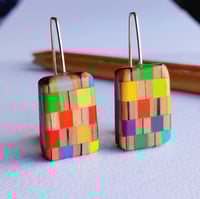 Image 1 of chequered pencils drop earrings