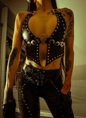Image of Toxic Vision All Black Everything leather concho top MULTI SIZE/CUSTOM