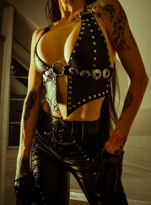 Image of Toxic Vision All Black Everything leather concho top MULTI SIZE/CUSTOM