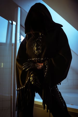 Image of Toxic Vision All Black Everything fringed cloak ONE OF A KIND