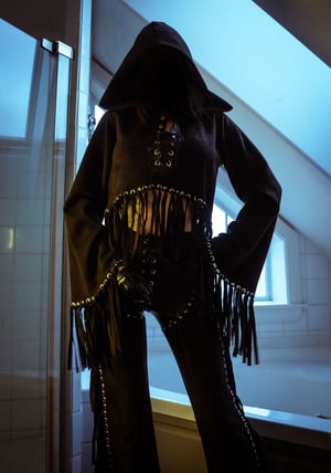 Image of Toxic Vision All Black Everything fringed cloak ONE OF A KIND