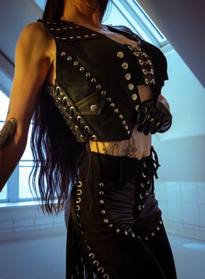 Image of Toxic Vision All Black Everything Gustave Dore leather vest ONE OF A KIND