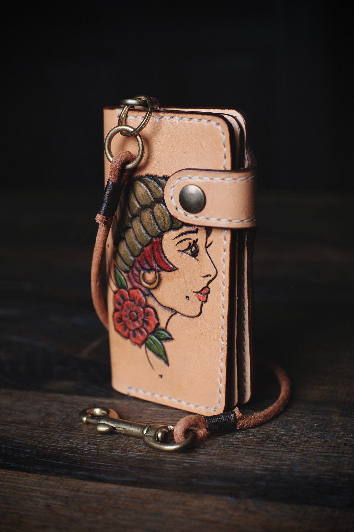 Image of Bläck Tattoo X Old Dutch Leatherworks - Wallenberg biker Wallet (Dudette)
