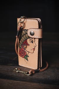 Image 2 of Bläck Tattoo X Old Dutch Leatherworks - Wallenberg biker Wallet (Dudette)