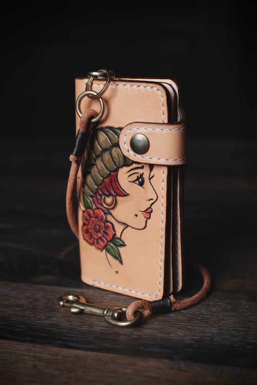 Image of Bläck Tattoo X Old Dutch Leatherworks - Wallenberg biker Wallet (Dudette)