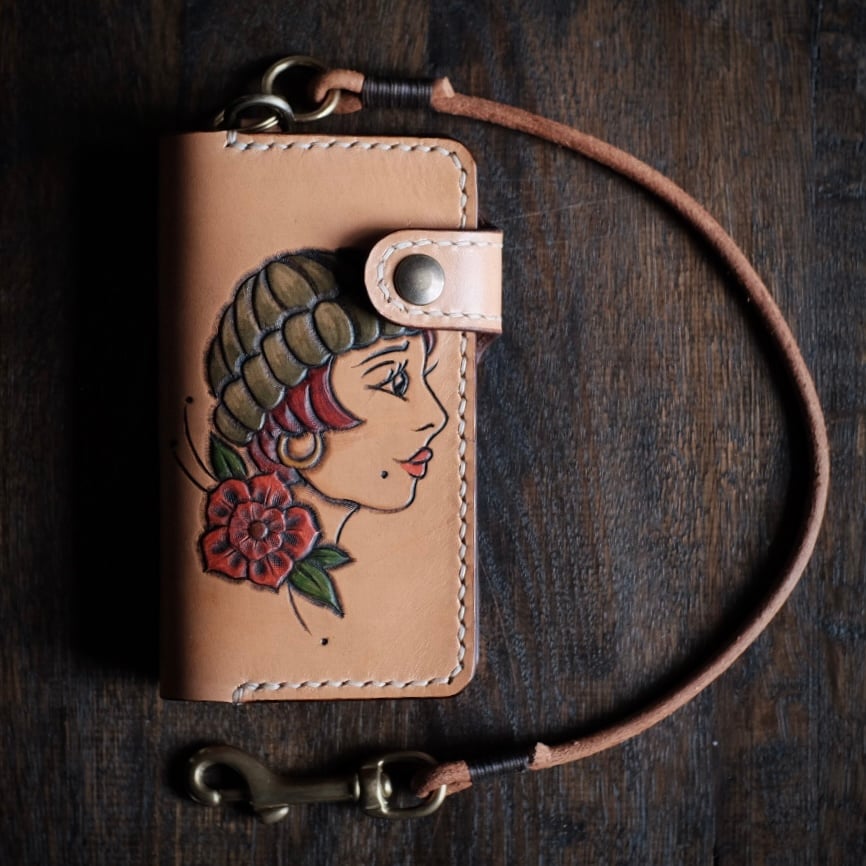 Image of Bläck Tattoo X Old Dutch Leatherworks - Wallenberg biker Wallet (Dudette)