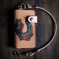 Image 1 of Bläck Tattoo X Old Dutch Leatherworks - Wallenberg biker Wallet (lucky horseshoe)