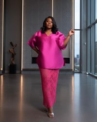 Image 3 of RYGYNA SHORT KAFTAN WITH MESH SET – PINK