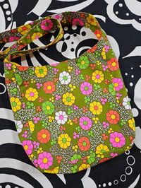 Bright flower shoulder bag made from vintage fabric