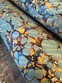 Image 4 of Hand Marbled 'Blue Ripples' hand marbled papers // 5 sheets available 