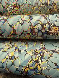 Image 3 of Hand Marbled 'Blue Ripples' hand marbled papers // 5 sheets available 