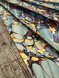 Image 7 of Hand Marbled 'Blue Ripples' hand marbled papers // 5 sheets available 