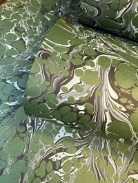 Image 2 of Hand Marbled 'Veining on Green' hand marbled papers // 4 sheets available 