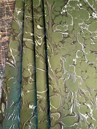 Image 3 of Hand Marbled 'Veining on Green' hand marbled papers // 4 sheets available 