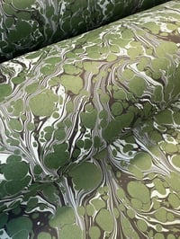 Image 5 of Hand Marbled 'Veining on Green' hand marbled papers // 4 sheets available 