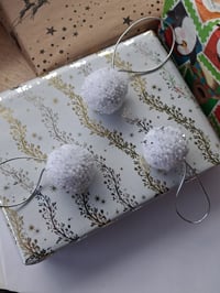 Image 4 of Handmade White & Silver Pom-Pom Christmas Ornaments