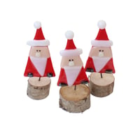 Image 5 of Fused glass Christmas decoration Santa or snowman in wooden stand