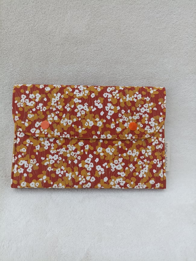 Porta Documentos Flores Naranja